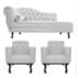 Kit Diva Recamier Juliana 120cm Lado Direito e 2 Poltronas Classic Suede Branco - Amarena Móveis