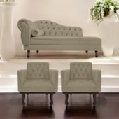 Kit Diva Recamier Juliana 120cm Lado Direito e 2 Poltronas Classic Suede Cappuccino - Amarena Móveis