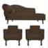 Kit Diva Recamier Juliana 120cm Lado Direito e 2 Poltronas Classic Suede Marrom - Amarena Móveis