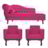 Kit Diva Recamier Juliana 120cm Lado Direito e 2 Poltronas Classic Suede Pink - Amarena Móveis