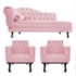 Kit Diva Recamier Juliana 120cm Lado Direito e 2 Poltronas Classic Suede Rosa Bebe - Amarena Móveis