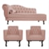 Kit Diva Recamier Juliana 120cm Lado Direito e 2 Poltronas Classic Suede Rose - Amarena Móveis