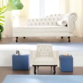 Kit Diva Recamier Juliana 120cm Lado Esquerdo e 01 Poltrona Classic Corano Bege - Amarena Móveis