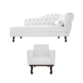 Kit Diva Recamier Juliana 120cm Lado Esquerdo e 01 Poltrona Classic Corano Branco - Amarena Móveis