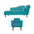 Kit Diva Recamier Juliana 120cm Lado Esquerdo e 1 Poltrona Classic Suede Azul Turquesa - Amarena Móveis