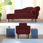 Kit Diva Recamier Juliana 120cm Lado Esquerdo e 1 Poltrona Classic Suede Bordo - Amarena Móveis
