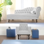 Kit Diva Recamier Juliana 120cm Lado Esquerdo e 1 Poltrona Classic Suede Branco - Amarena Móveis
