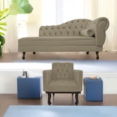 Kit Diva Recamier Juliana 120cm Lado Esquerdo e 1 Poltrona Classic Suede Cappuccino - Amarena Móveis
