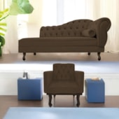 Kit Diva Recamier Juliana 120cm Lado Esquerdo e 1 Poltrona Classic Suede Marrom - Amarena Móveis