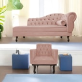 Kit Diva Recamier Juliana 120cm Lado Esquerdo e 1 Poltrona Classic Suede Rose - Amarena Móveis