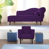Kit Diva Recamier Juliana 120cm Lado Esquerdo e 1 Poltrona Classic Suede Roxo - Amarena Móveis