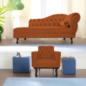 Kit Diva Recamier Juliana 120cm Lado Esquerdo e 1 Poltrona Classic Suede Terracota - Amarena Móveis