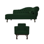 Kit Diva Recamier Juliana 120cm Lado Esquerdo e 1 Poltrona Classic Suede Verde - Amarena Móveis