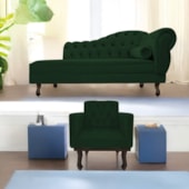 Kit Diva Recamier Juliana 120cm Lado Esquerdo e 1 Poltrona Classic Suede Verde - Amarena Móveis