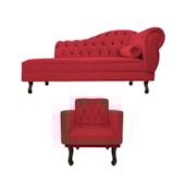 Kit Diva Recamier Juliana 120cm Lado Esquerdo e 1 Poltrona Classic Suede Vermelho - Amarena Móveis