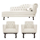 Kit Diva Recamier Juliana 120cm Lado Esquerdo e 2 Poltronas Classic Corano Bege - Amarena Móveis