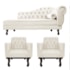 Kit Diva Recamier Juliana 120cm Lado Esquerdo e 2 Poltronas Classic Corano Bege - Amarena Móveis
