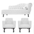 Kit Diva Recamier Juliana 120cm Lado Esquerdo e 2 Poltronas Classic Corano Branco - Amarena Móveis