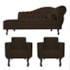 Kit Diva Recamier Juliana 120cm Lado Esquerdo e 2 Poltronas Classic Corano Marrom - Amarena Móveis