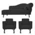 Kit Diva Recamier Juliana 120cm Lado Esquerdo e 2 Poltronas Classic Corano Preto - Amarena Móveis