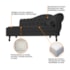 Kit Diva Recamier Juliana 120cm Lado Esquerdo e 2 Poltronas Classic Corano Preto - Amarena Móveis