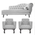 Kit Diva Recamier Juliana 120cm Lado Esquerdo e 2 Poltronas Classic Linho Cinza Claro - Amarena Móveis