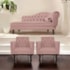 Kit Diva Recamier Juliana 120cm Lado Esquerdo e 2 Poltronas Classic Linho Rose