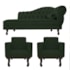 Kit Diva Recamier Juliana 120cm Lado Esquerdo e 2 Poltronas Classic Linho Verde - Amarena Móveis