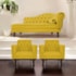 Kit Diva Recamier Juliana 120cm Lado Esquerdo e 2 Poltronas Classic Suede Amarelo - Amarena Móveis