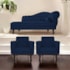 Kit Diva Recamier Juliana 120cm Lado Esquerdo e 2 Poltronas Classic Suede Azul Marinho - Amarena Móveis