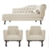 Kit Diva Recamier Juliana 120cm Lado Esquerdo e 2 Poltronas Classic Suede Bege - Amarena Móveis