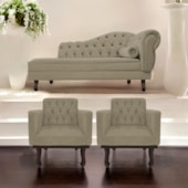 Kit Diva Recamier Juliana 120cm Lado Esquerdo e 2 Poltronas Classic Suede Cappuccino - Amarena Móveis
