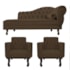 Kit Diva Recamier Juliana 120cm Lado Esquerdo e 2 Poltronas Classic Suede Marrom - Amarena Móveis