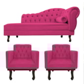 Kit Diva Recamier Juliana 120cm Lado Esquerdo e 2 Poltronas Classic Suede Pink - Amarena Móveis