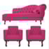 Kit Diva Recamier Juliana 120cm Lado Esquerdo e 2 Poltronas Classic Suede Pink - Amarena Móveis