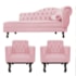 Kit Diva Recamier Juliana 120cm Lado Esquerdo e 2 Poltronas Classic Suede Rosa Bebe - Amarena Móveis
