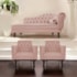 Kit Diva Recamier Juliana 120cm Lado Esquerdo e 2 Poltronas Classic Suede Rose - Amarena Móveis