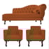 Kit Diva Recamier Juliana 120cm Lado Esquerdo e 2 Poltronas Classic Suede Terracota - Amarena Móveis