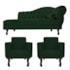 Kit Diva Recamier Juliana 120cm Lado Esquerdo e 2 Poltronas Classic Suede Verde - Amarena Móveis