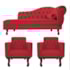 Kit Diva Recamier Juliana 120cm Lado Esquerdo e 2 Poltronas Classic Suede Vermelho - Amarena Móveis