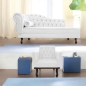 Kit Diva Recamier Juliana 130cm Lado Direito e 01 Poltrona Classic Corano Branco - Amarena Móveis