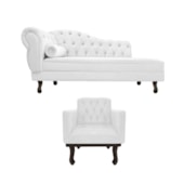 Kit Diva Recamier Juliana 130cm Lado Direito e 01 Poltrona Classic Corano Branco - Amarena Móveis
