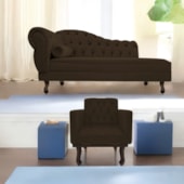 Kit Diva Recamier Juliana 130cm Lado Direito e 01 Poltrona Classic Corano Marrom - Amarena Móveis