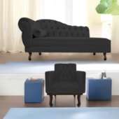Kit Diva Recamier Juliana 130cm Lado Direito e 01 Poltrona Classic Corano Preto - Amarena Móveis