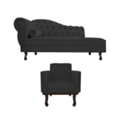 Kit Diva Recamier Juliana 130cm Lado Direito e 01 Poltrona Classic Corano Preto - Amarena Móveis