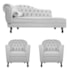 Kit Diva Recamier Juliana 130cm Lado Direito e 02 Poltronas Julia Corano Branco - Amarena Móveis