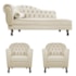 Kit Diva Recamier Juliana 130cm Lado Direito e 02 Poltronas Julia Linho Bege - Amarena Móveis