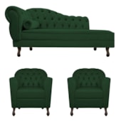 Kit Diva Recamier Juliana 130cm Lado Direito e 02 Poltronas Julia Suede Verde - Amarena Móveis