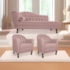 Kit Diva Recamier Juliana 140cm Lado Direito e 02 Poltronas Julia Linho Rosê - Amarena Móveis