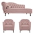 Kit Diva Recamier Juliana 140cm Lado Direito e 02 Poltronas Julia Linho Rosê - Amarena Móveis